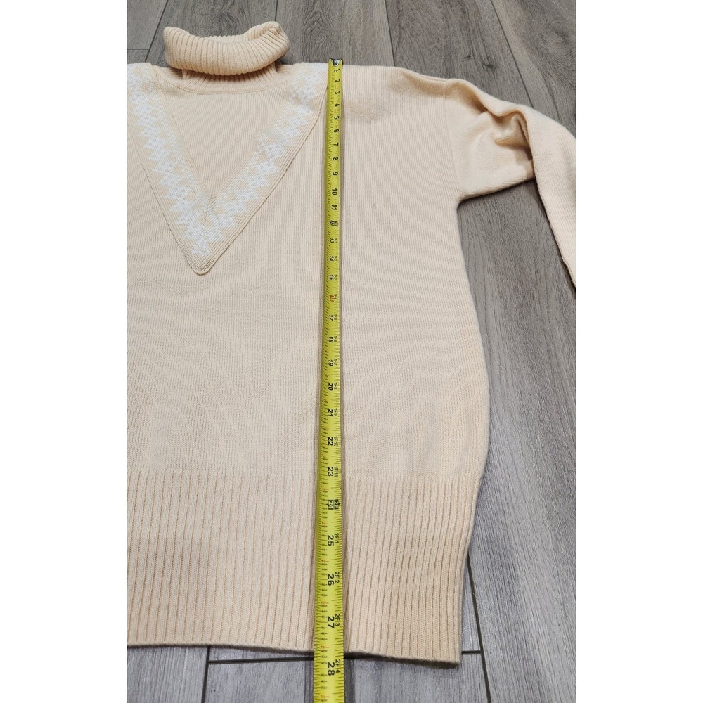 Vintage Liz Claiborne Lambswool Blend Turtleneck Sweater Cream/Peach Women's M - Picture 12 of 13